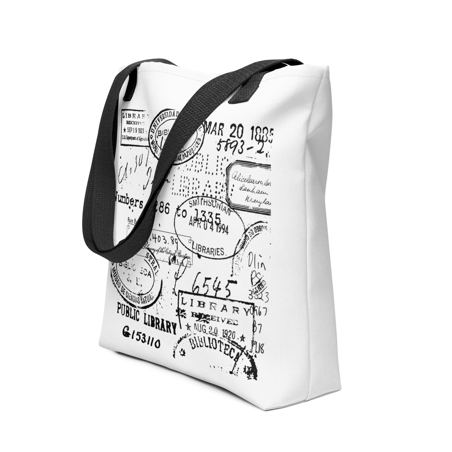 Vintage Library Book Stamp Double Sided Tote Bag