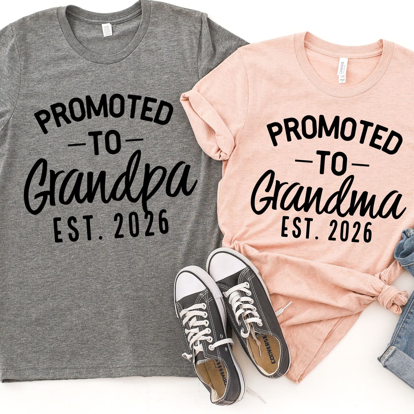 Promoted to Grandma / Grandpa EST (Customize the Year Date)
