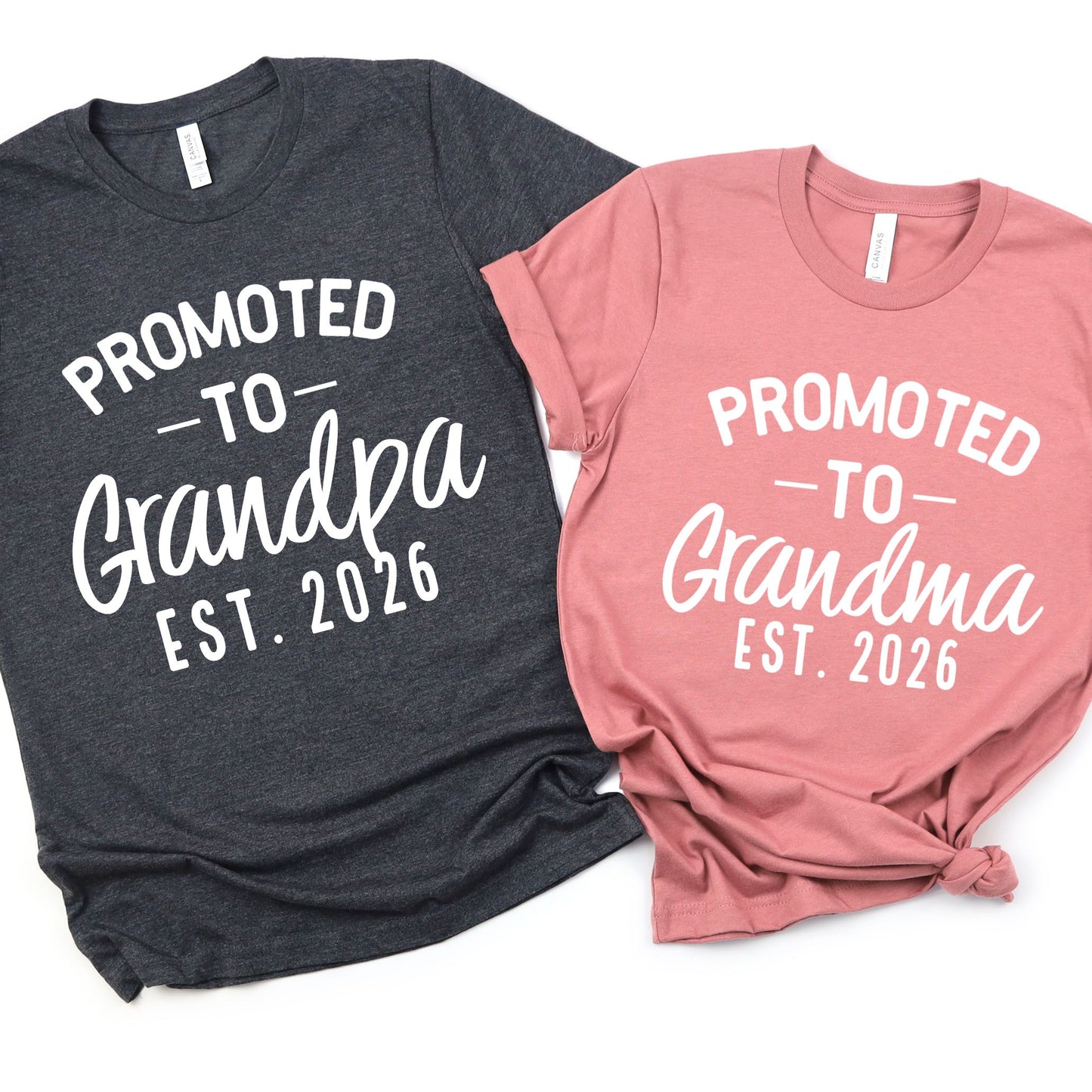 Promoted to Grandma / Grandpa EST (Customize the Year Date)