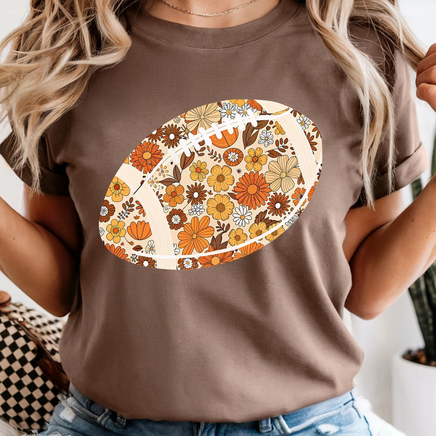Retro Floral Football - Comfort Colors Tee or Sweatshirt