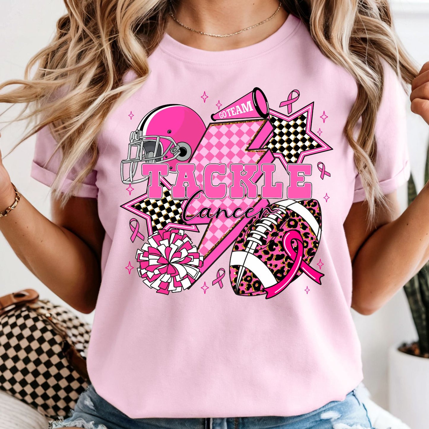 Tackle Cancer - Breast Cancer Awareness - Comfort Colors Tee or Sweatshirt