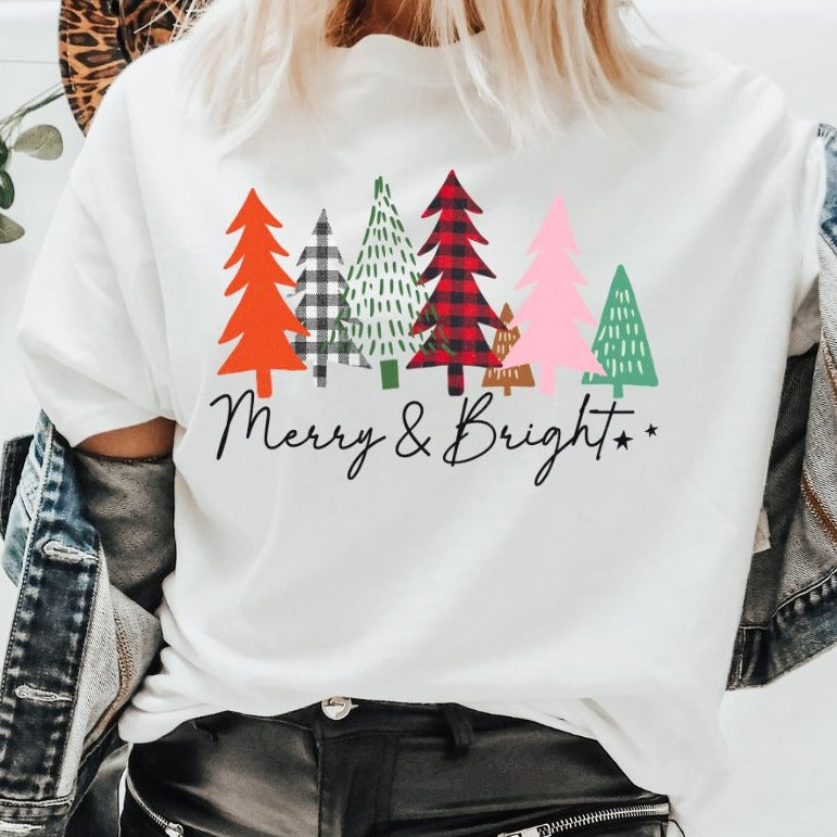 Merry and Bright - Christmas Retro Tee