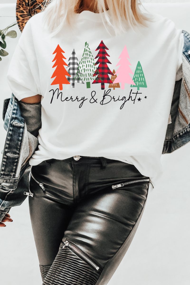Merry and Bright - Christmas Retro Tee