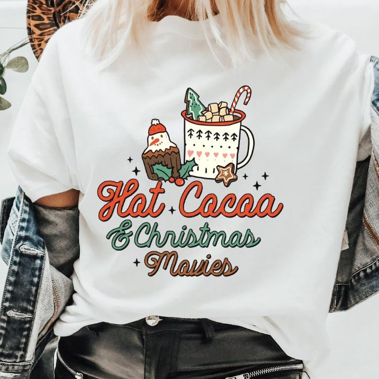 Hot Cocoa and Christmas Movies - Christmas Retro Tee