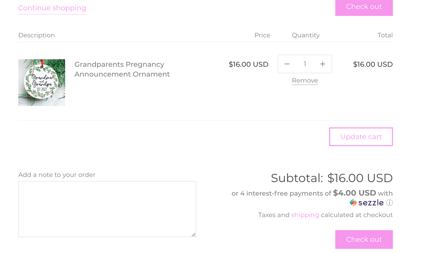 Auntie Est Pregnancy Announcement Ornament