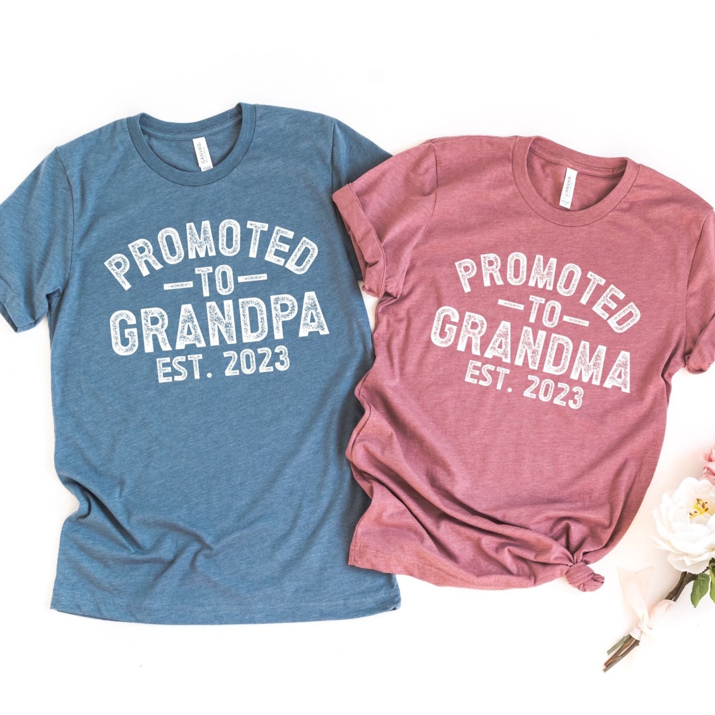 Promoted to Grandma / Grandpa EST 2023 (Distressed)