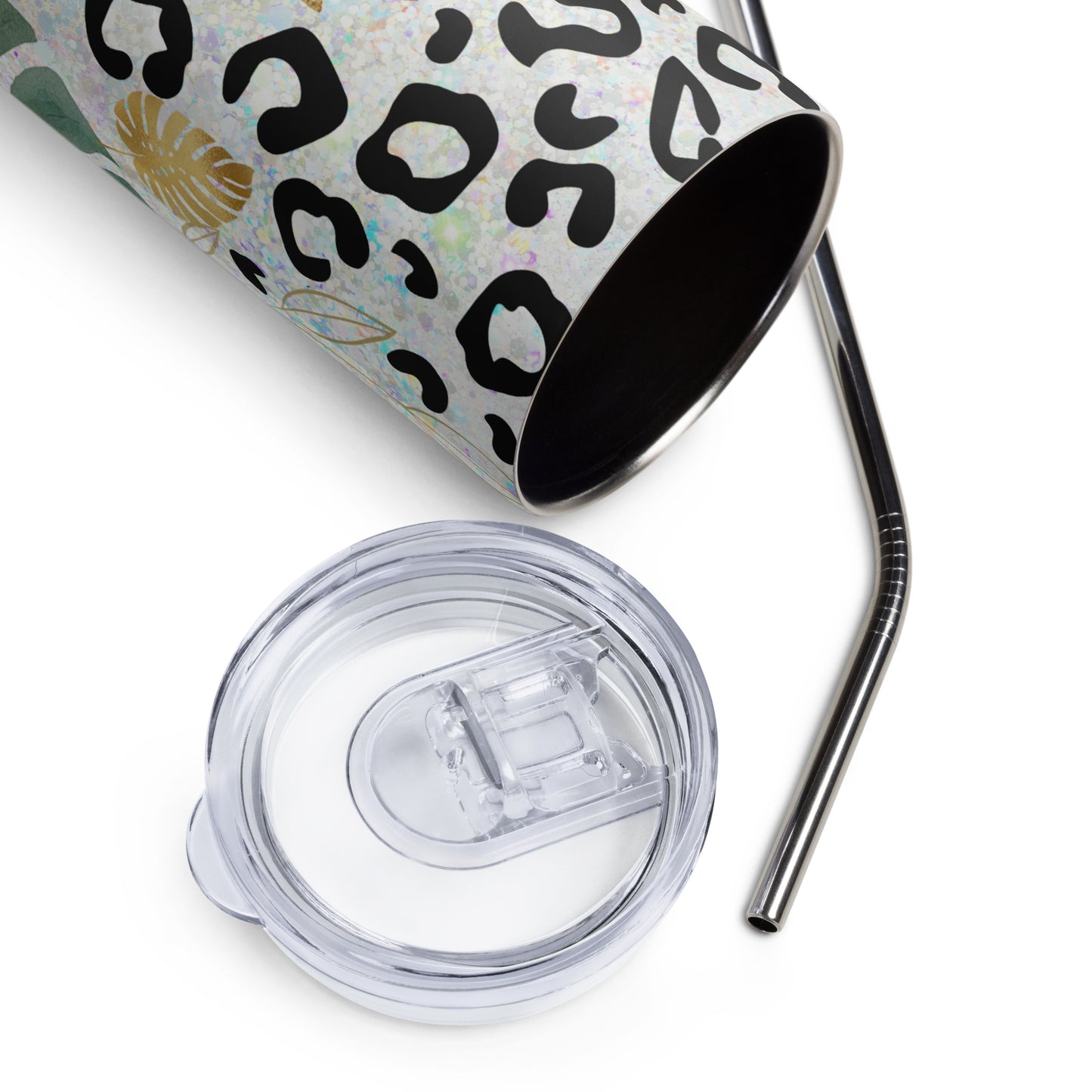 Flower and Leopard Stainless Steel Tumbler