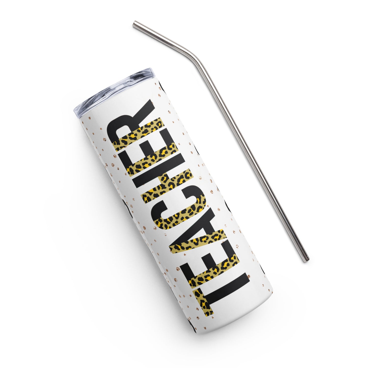Teacher Leopard Print Stainless Steel Tumbler