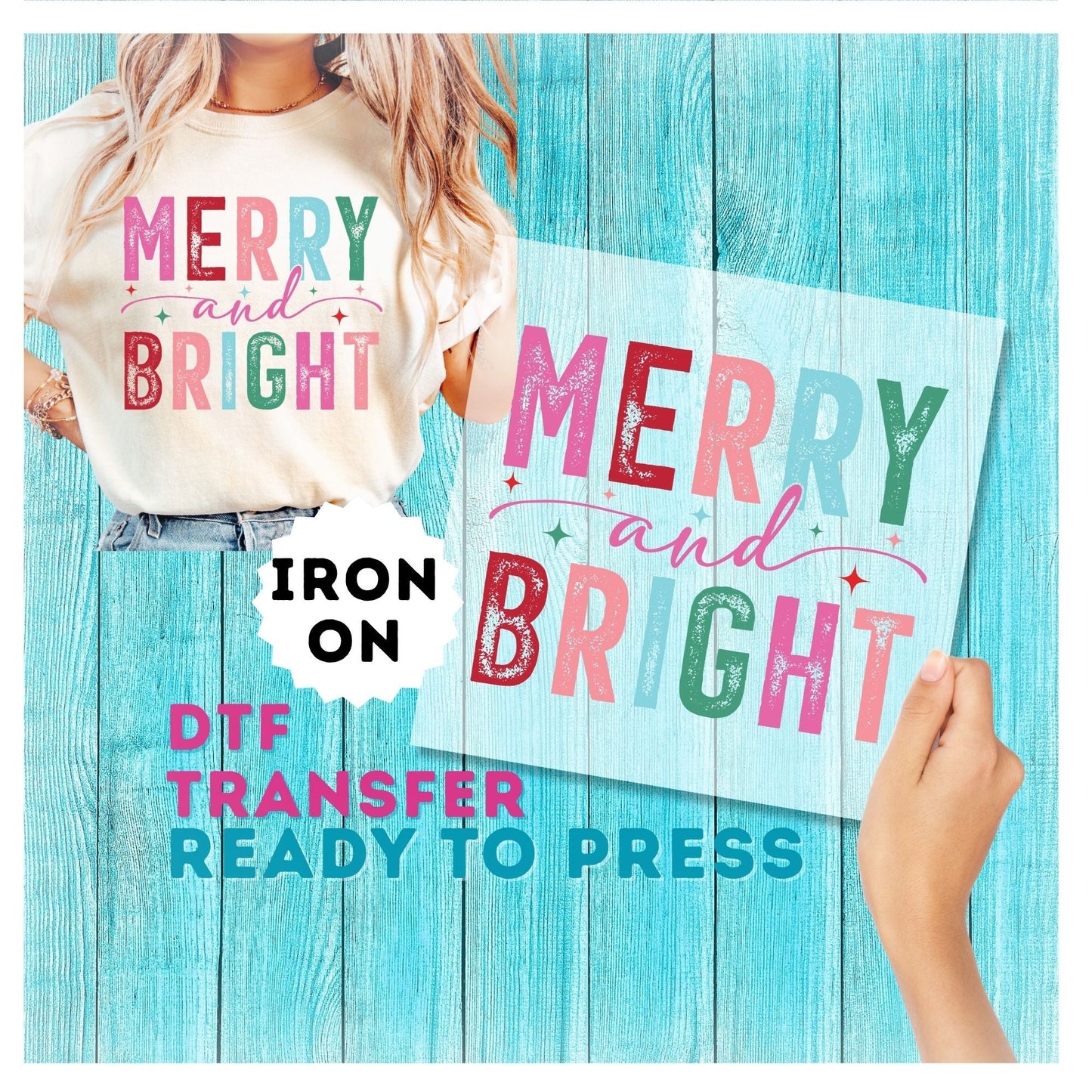 Merry and Bright DTF Transfer