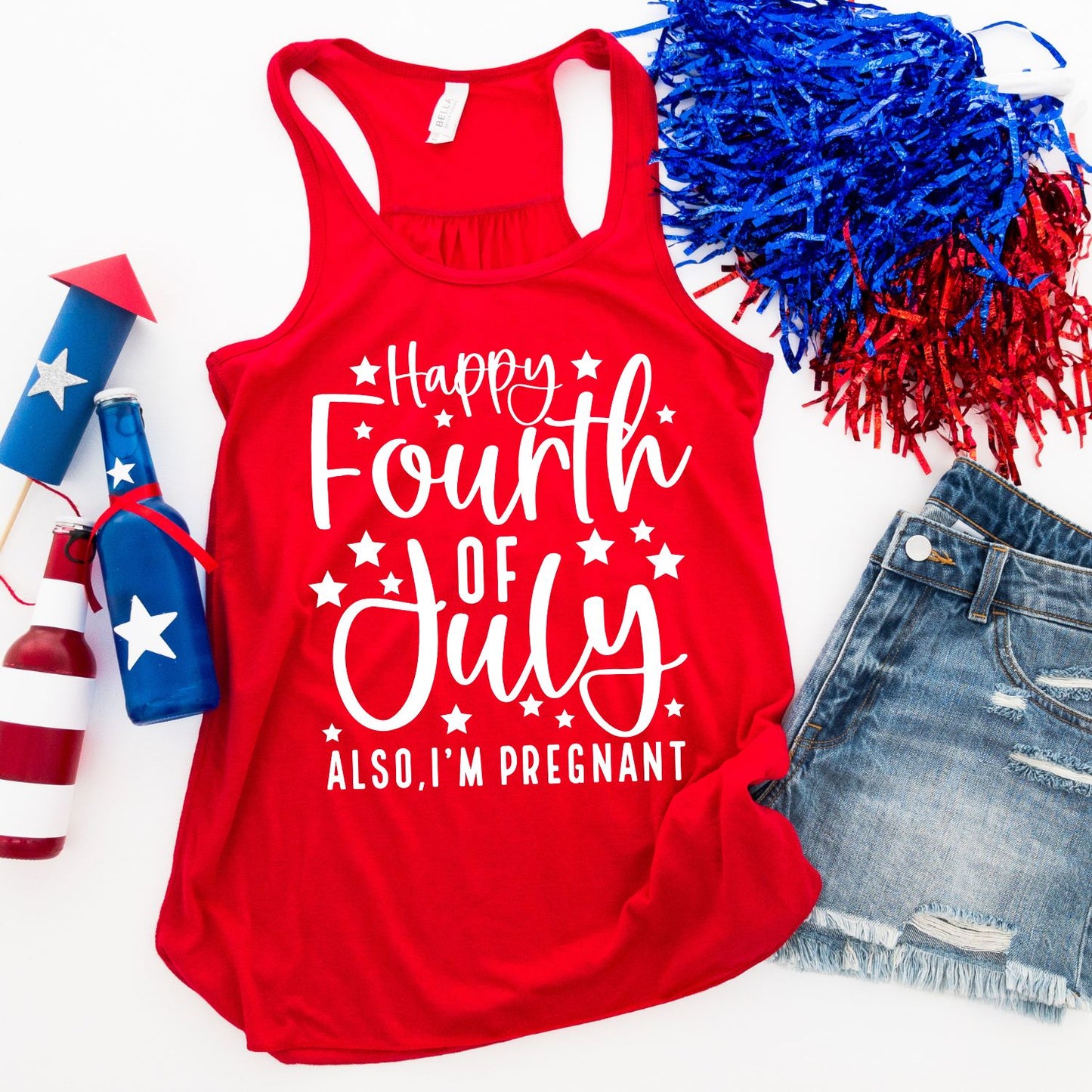 Happy Fourth of July Also I'm Pregnant | Tank Top