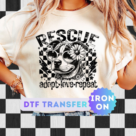 Rescue Adopt Love Repeat DTF Transfer