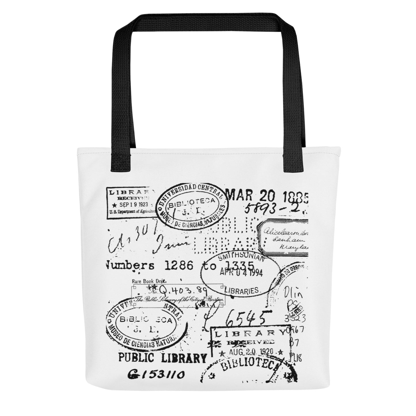 Vintage Library Book Stamp Tote Bag
