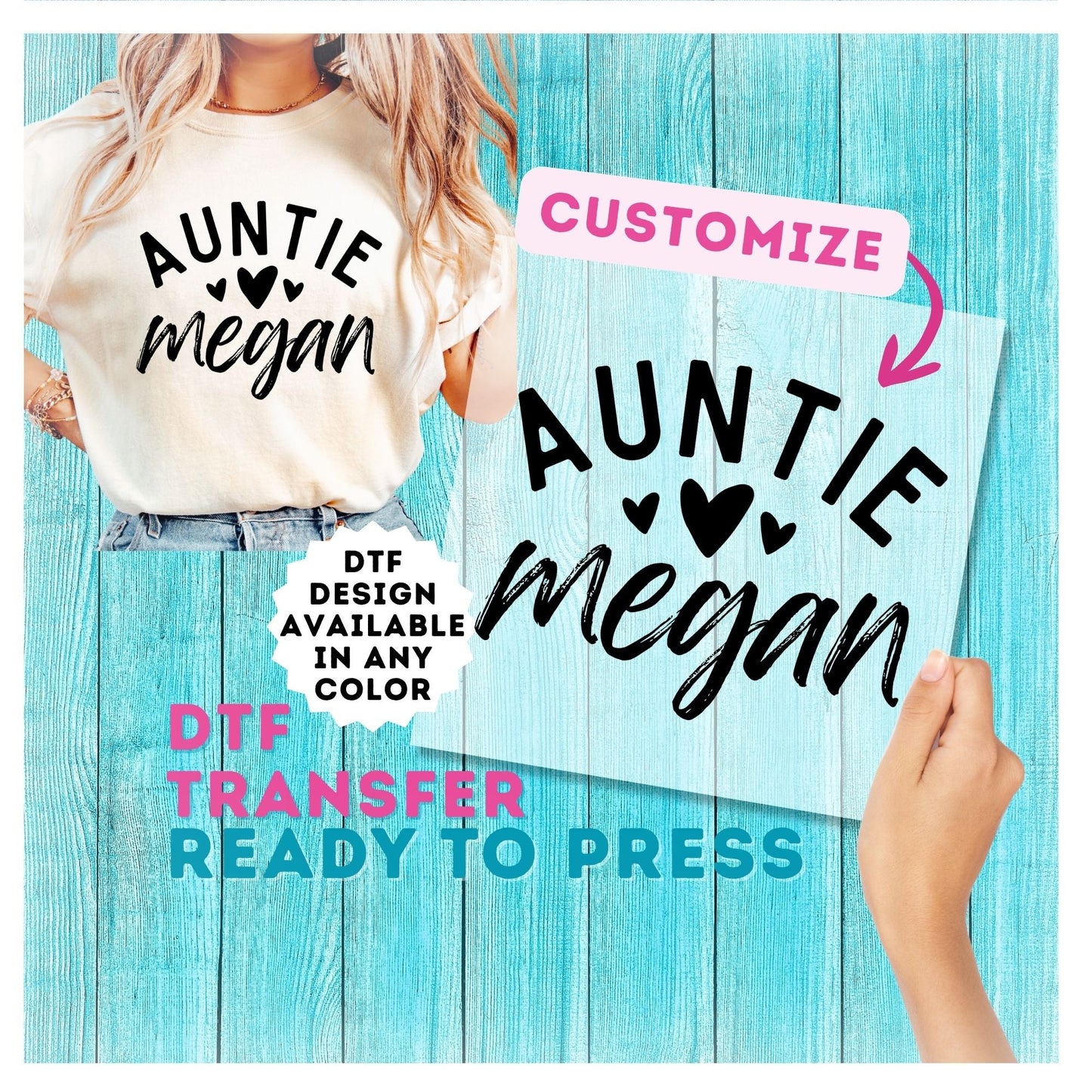 Custom Auntie Name DTF Transfer