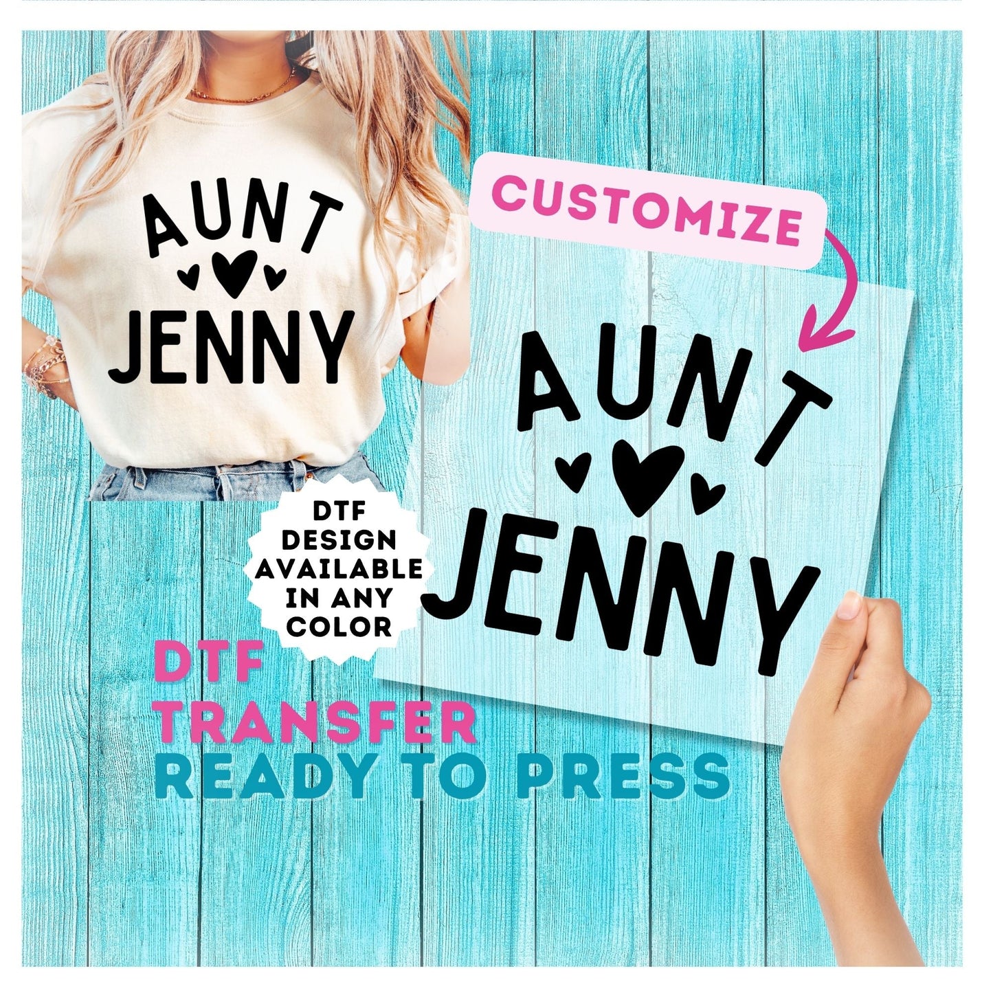 Custom Aunt DTF Transfer