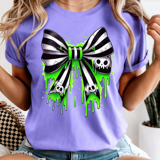 Black and White Striped Bow - Halloween - Comfort Colors Tee or Sweatshirt