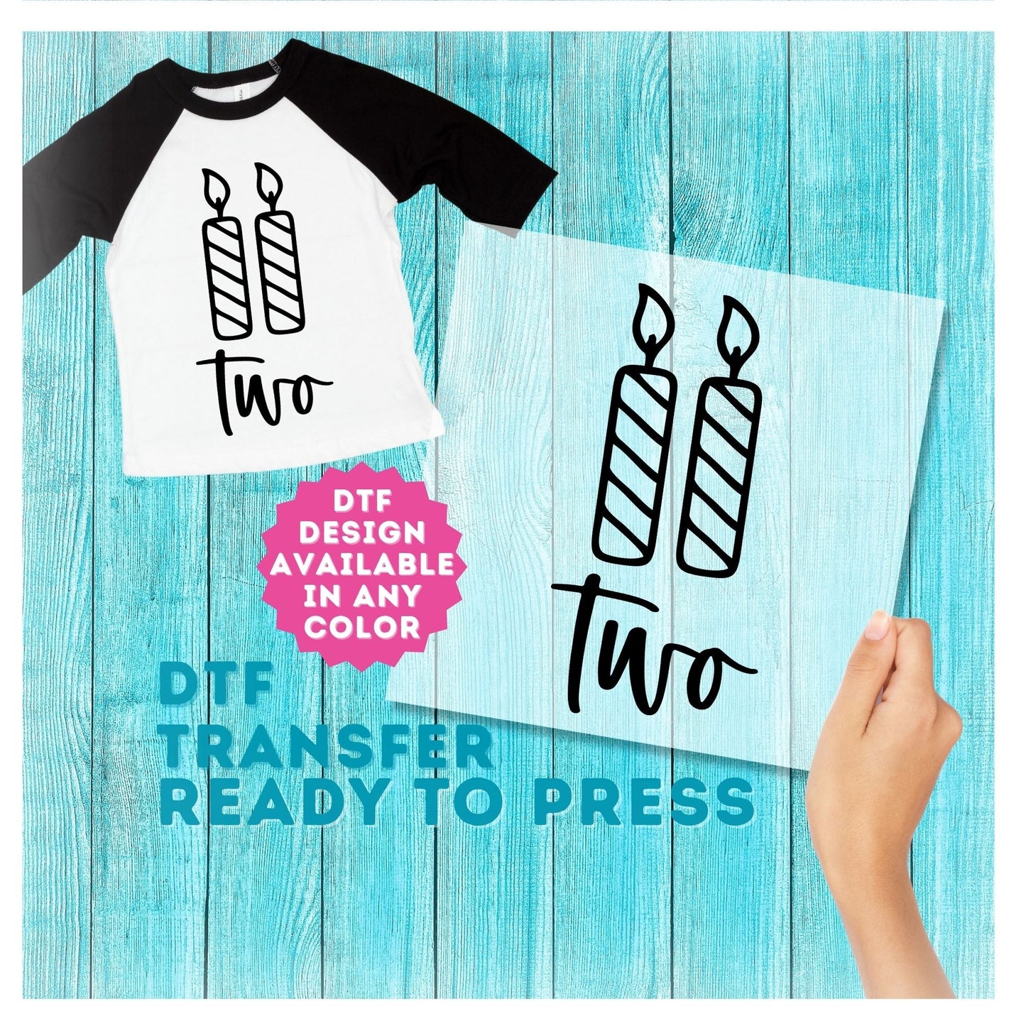 TWO Birthday Candles DTF Transfer