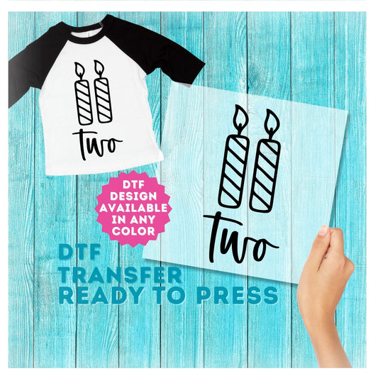 TWO Birthday Candles DTF Transfer