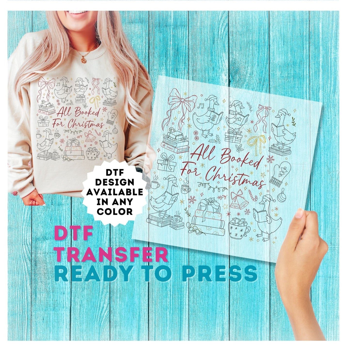 All Booked For Christmas DTF Transfer