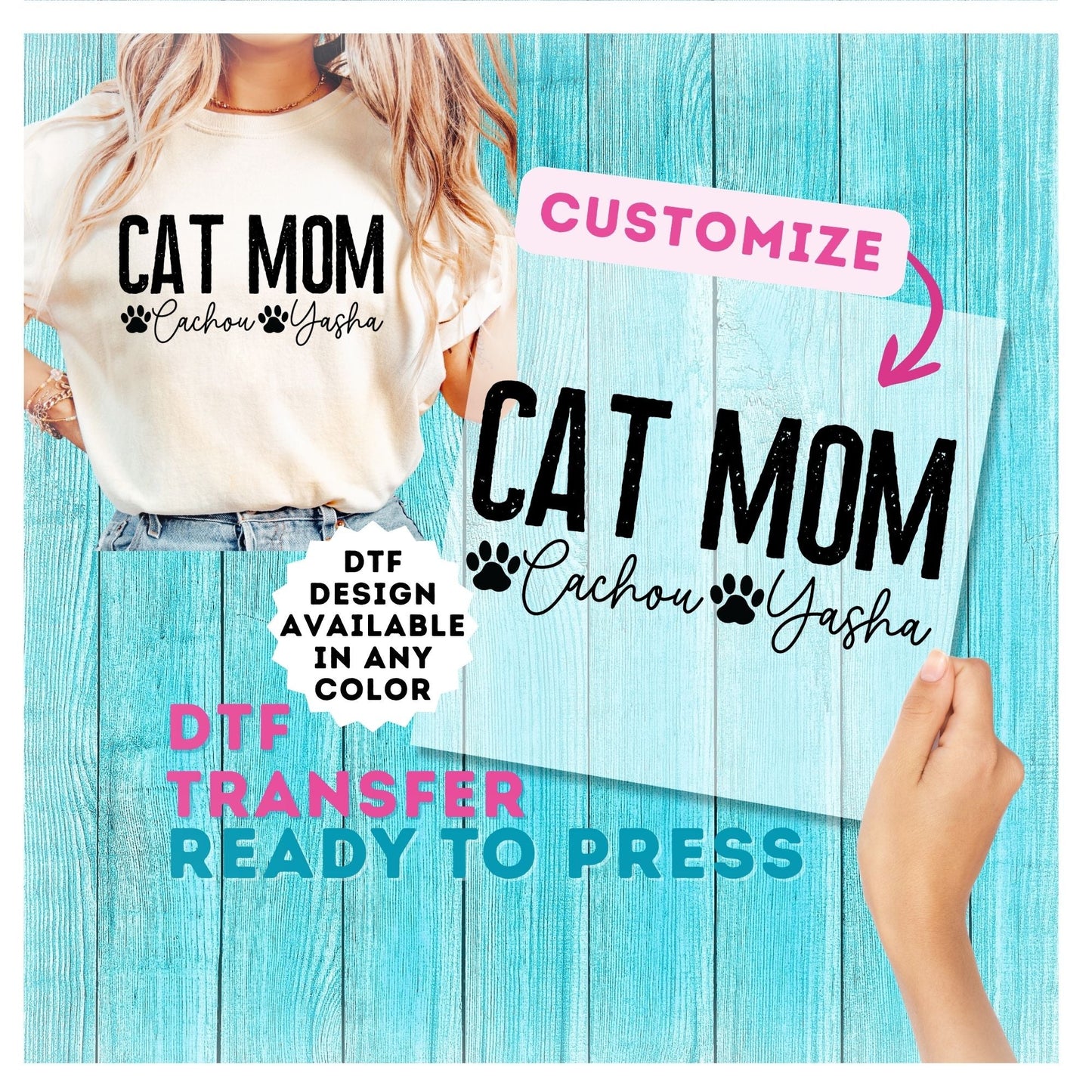 Custom Cat Mom DTF Transfer