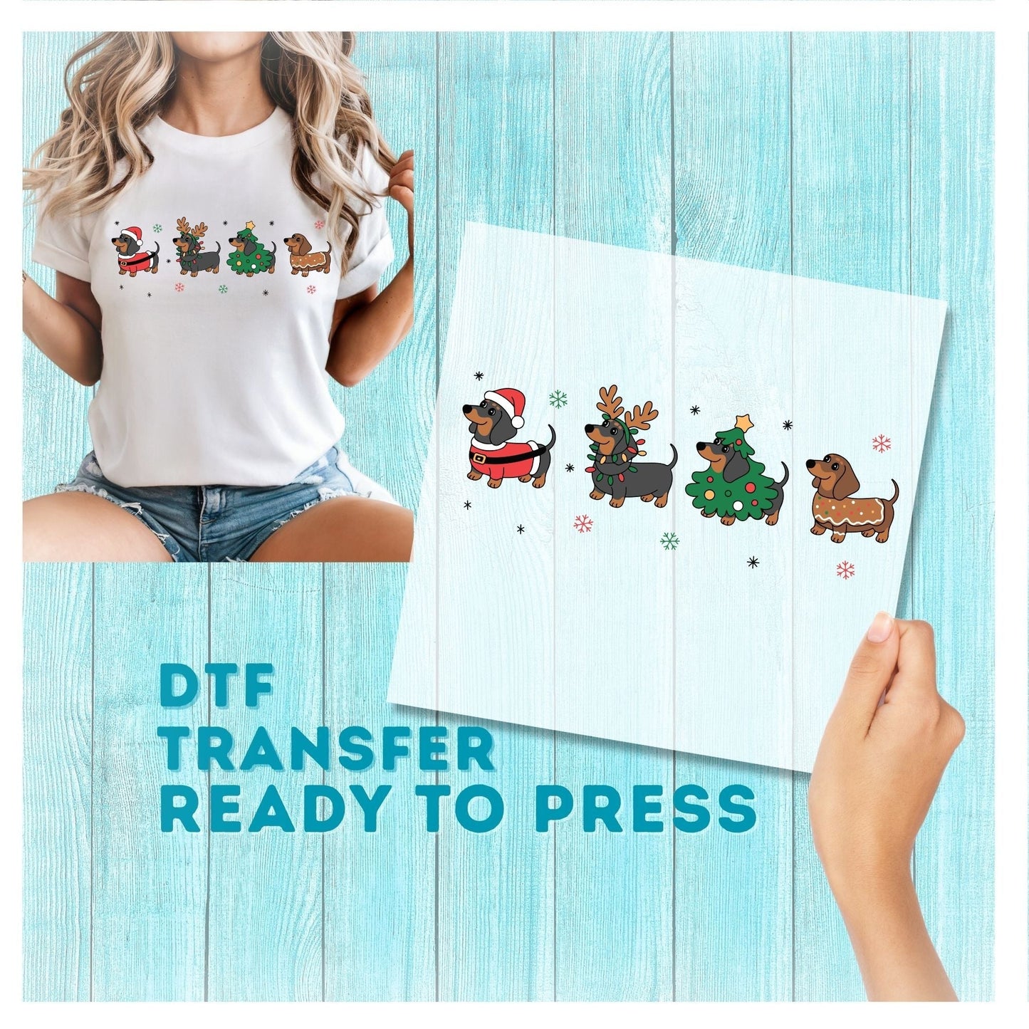 Dachshund Christmas DTF Transfer