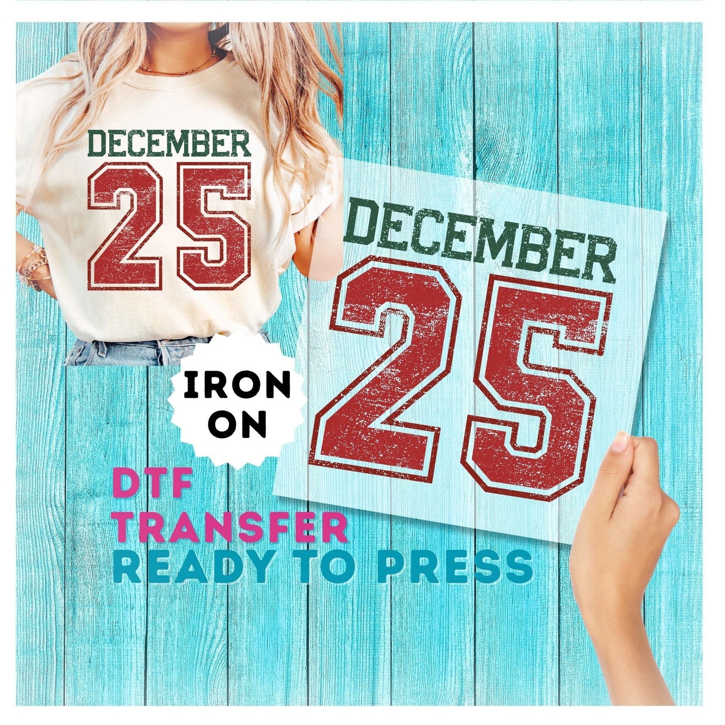 December 25 Varsity Style DTF Transfer