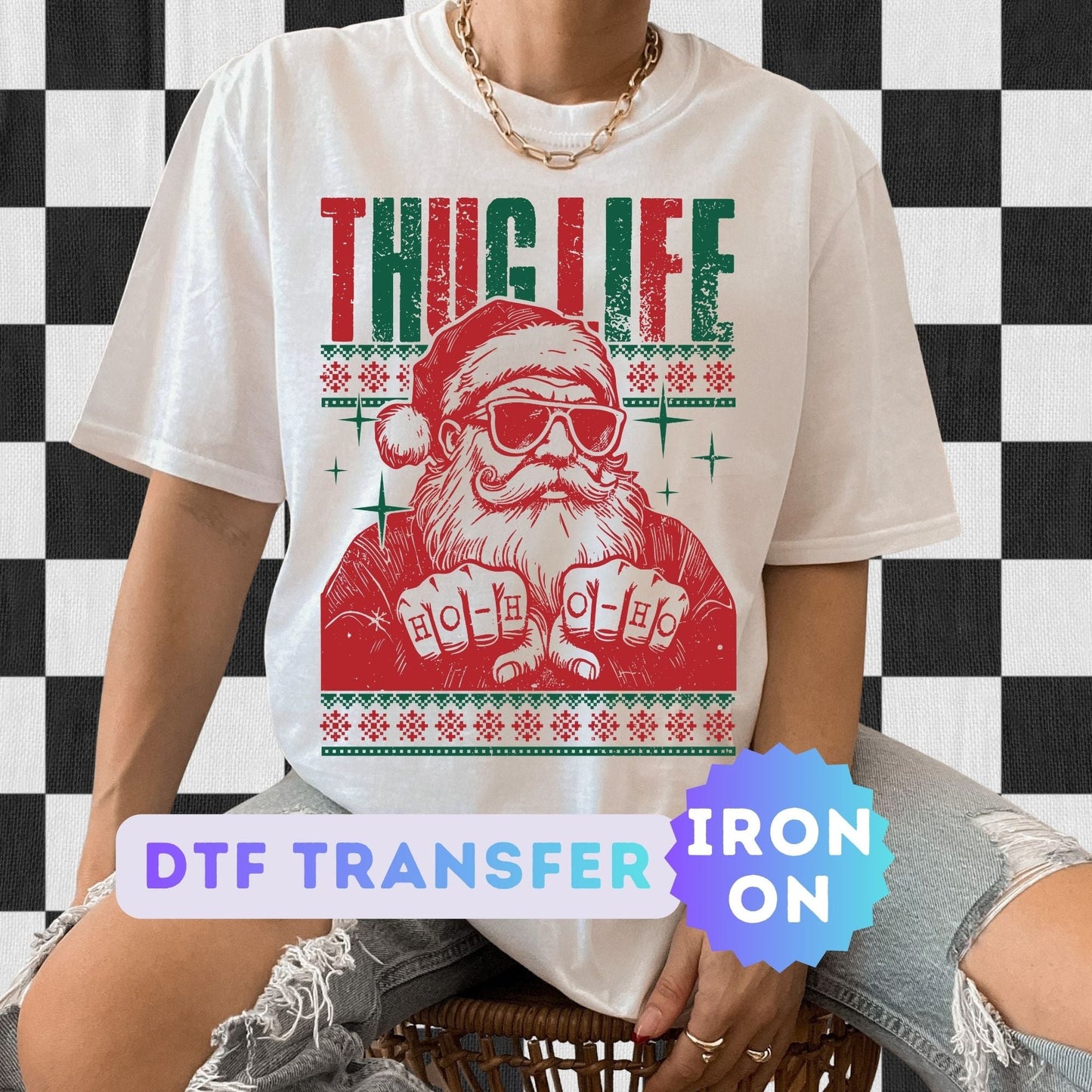 Thug Life Santa DTF Transfer