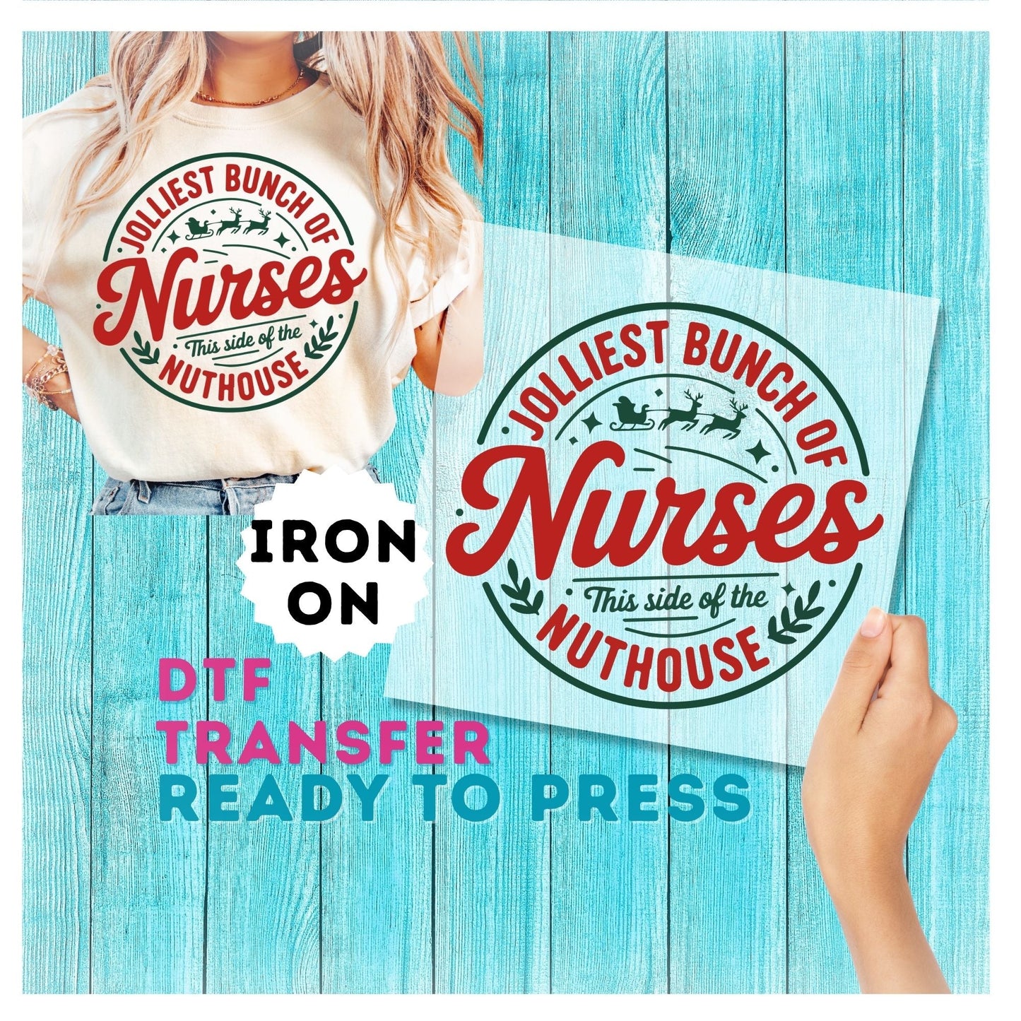 Christmas Nurse DTF Transfer