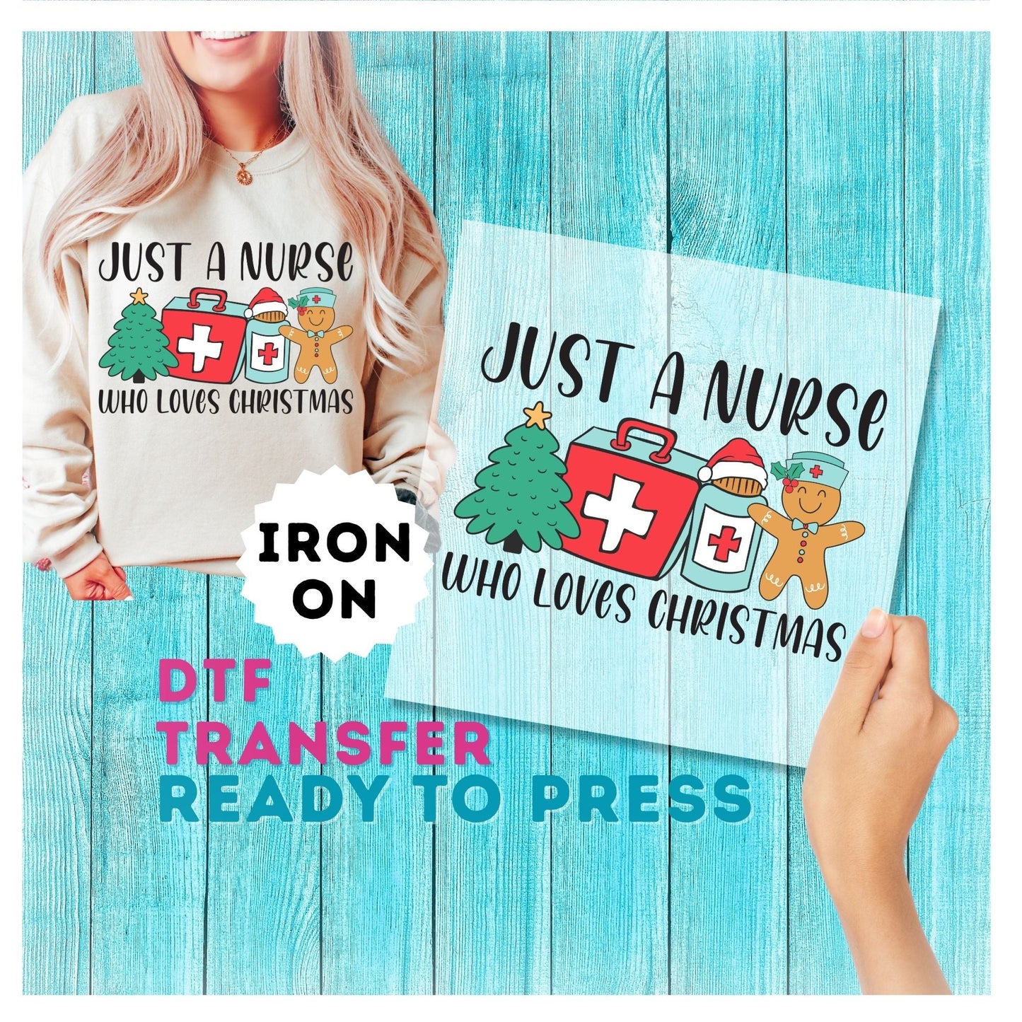 Christmas Nurse DTF Transfer
