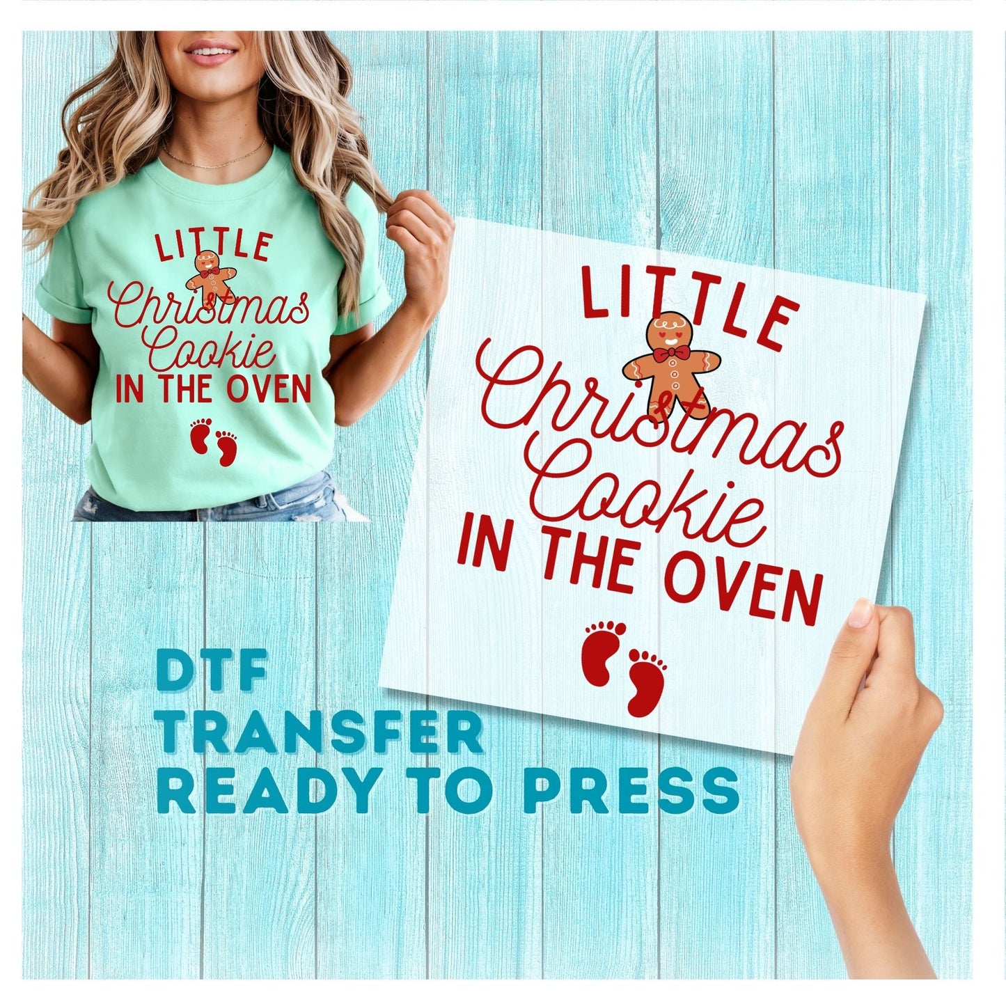 Little Christmas Cookie in the Oven DTF Transfer