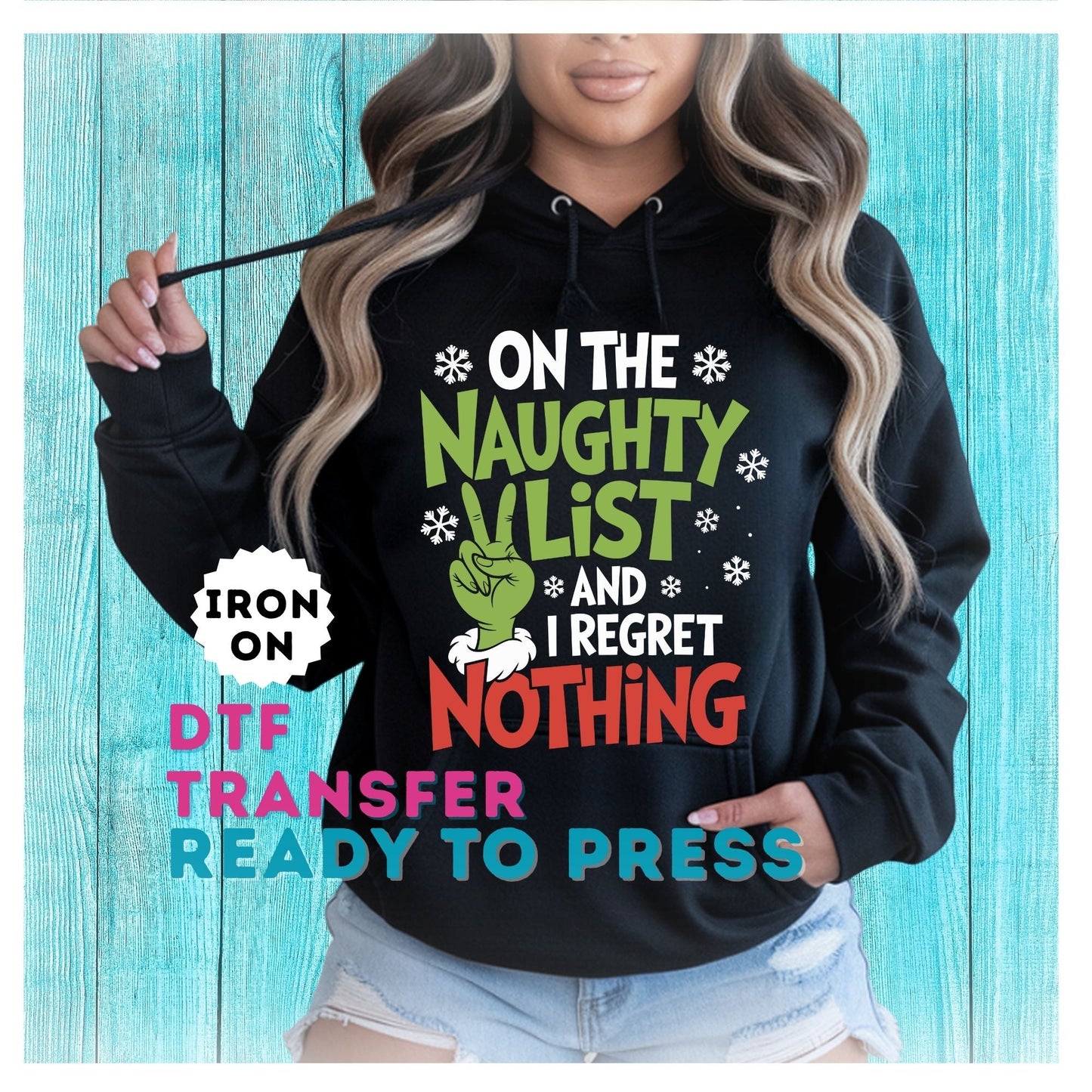 On The Naughty List DTF Transfer