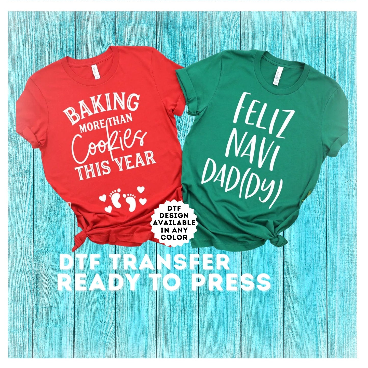 Couples Christmas Pregnancy Announcement DTF Transfer