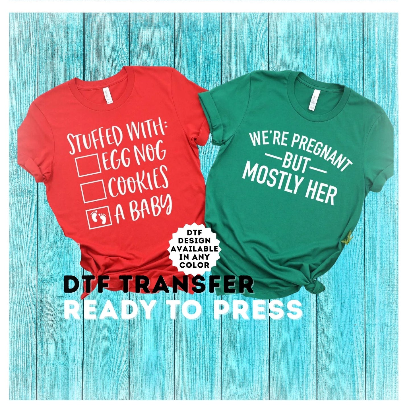 Couples Christmas Pregnancy DTF Transfer