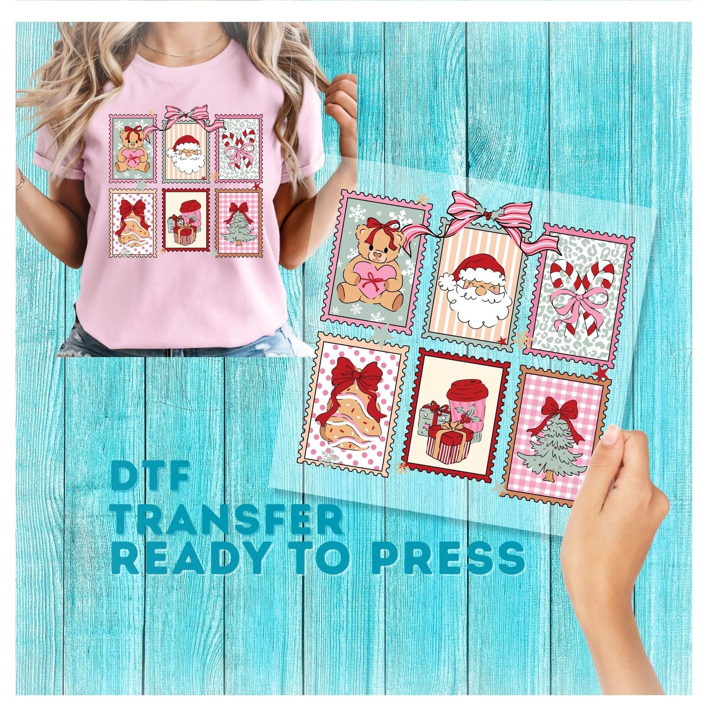 Christmas Stamps DTF Transfer