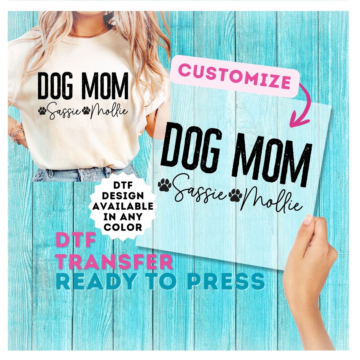 Custom Dog Mom DTF Transfer