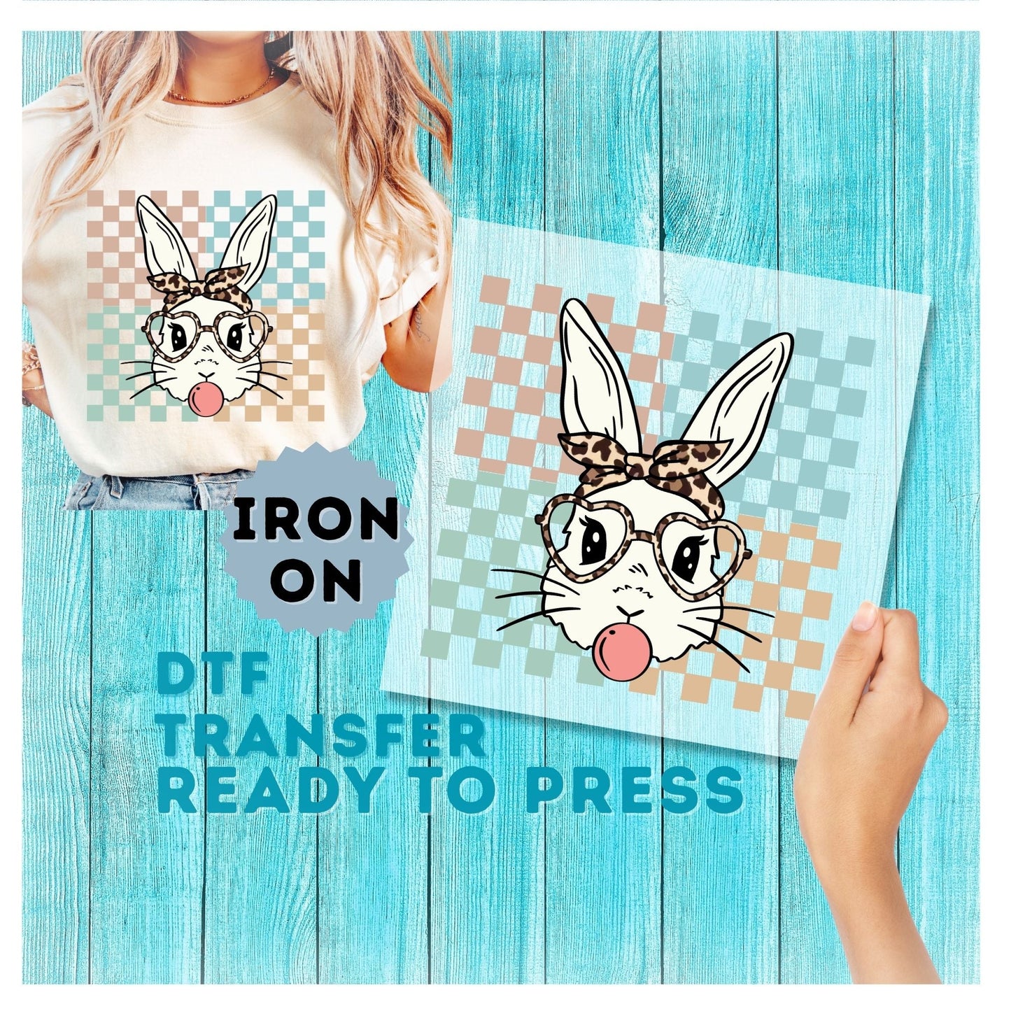 Bunny Blowing Bubble DTF Transfer