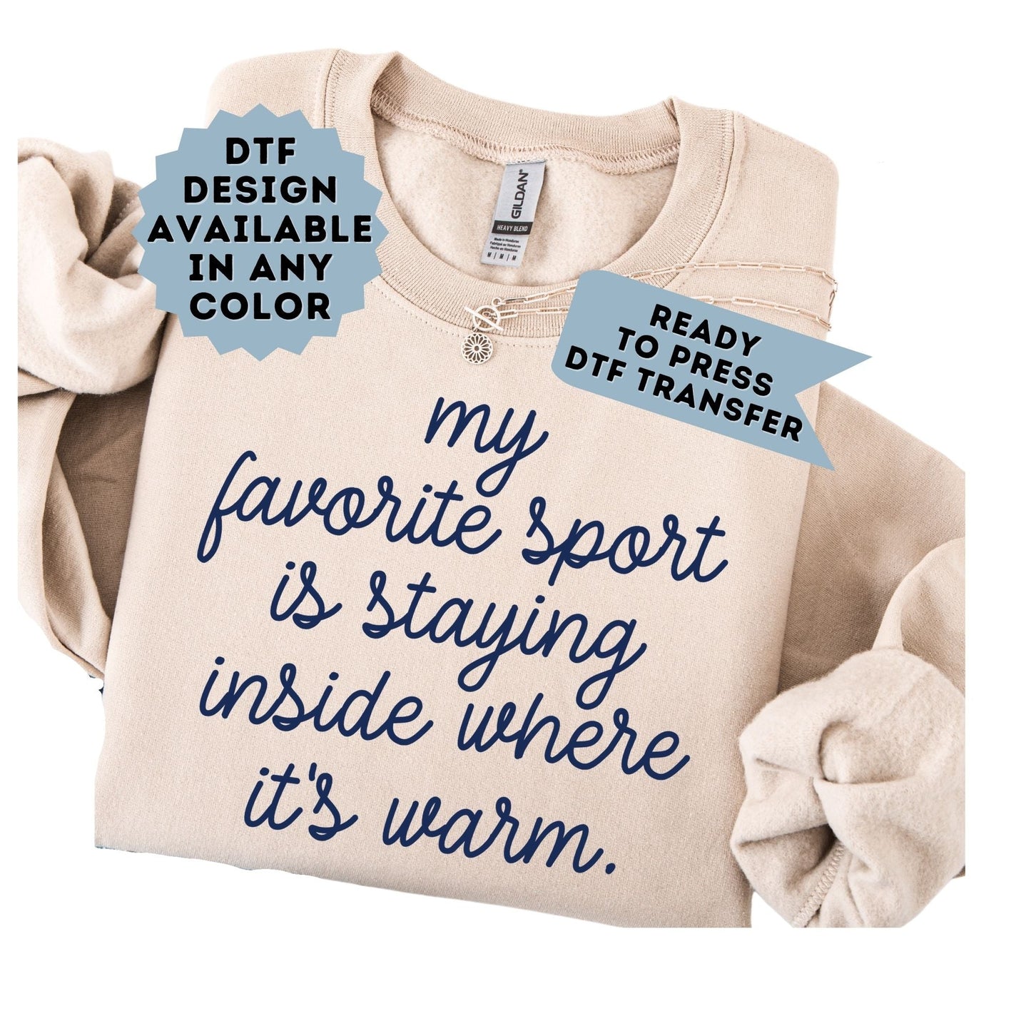 My Favorite Sport is Staying Inside Where It's Warm DTF Transfer