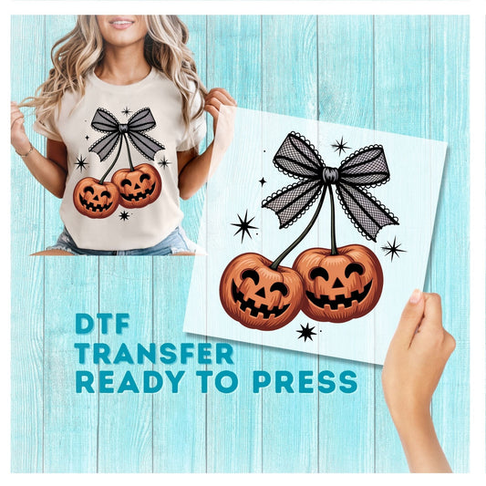Pumpkin Cherries Halloween DTF Transfer