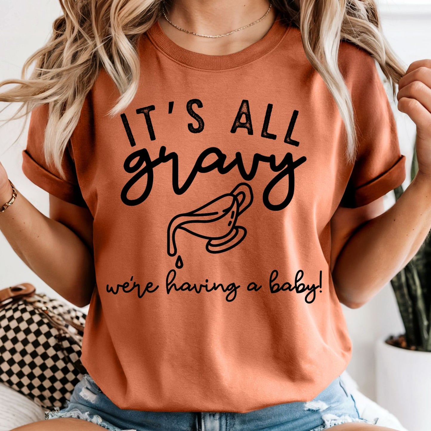 It's All Gravy We're Having a Baby - Comfort Colors Tee