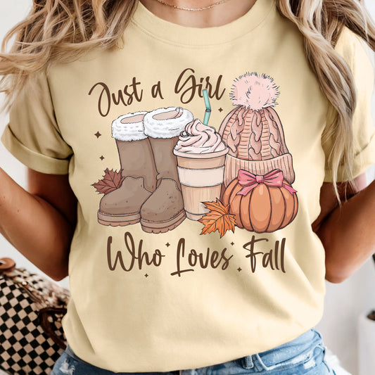 Just a Girl Who Loves Fall - Comfort Colors Tee or Sweatshirt