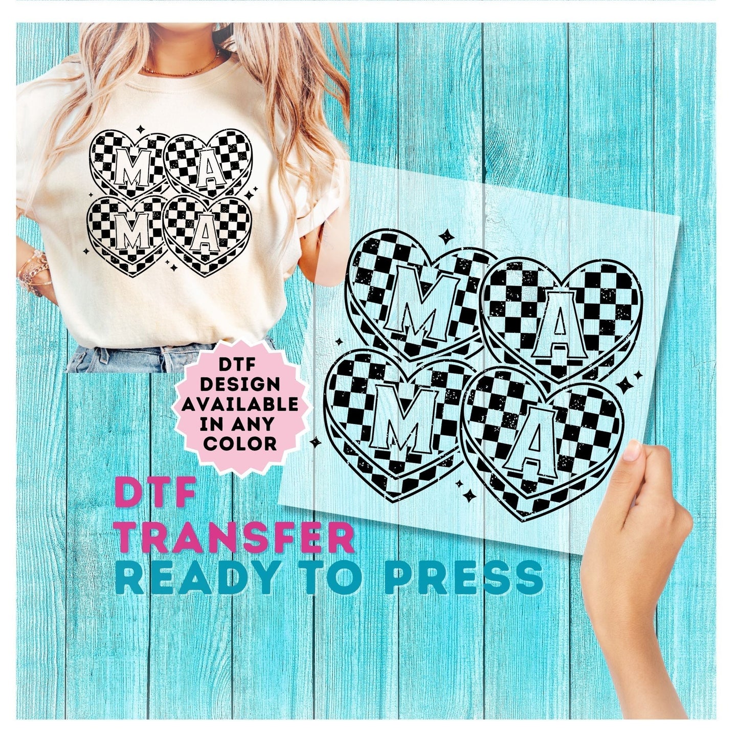 Mama Checkered Print DTF Transfer