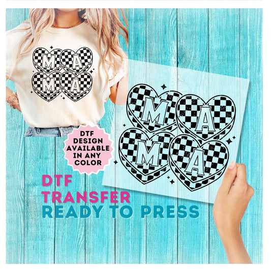 Mama Checkered Print DTF Transfer