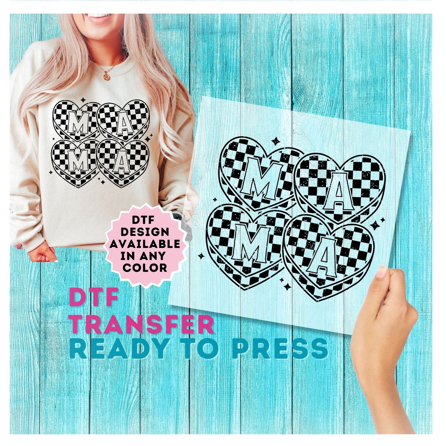Mama Checkered Print DTF Transfer