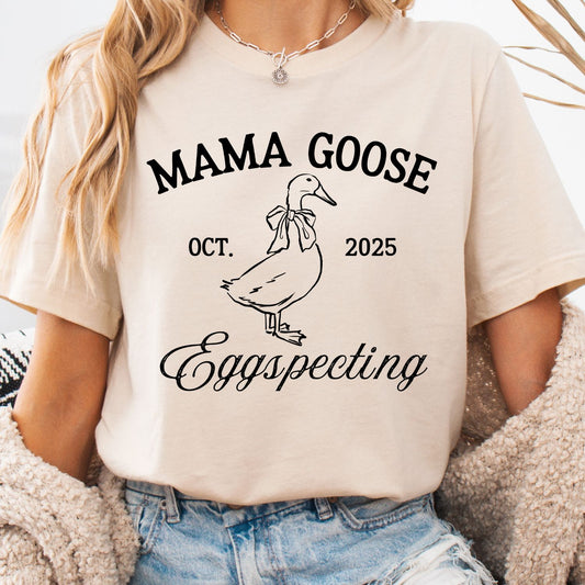 Mama Goose Eggspecting with Custom Due Date - Easter Pregnancy Announcement