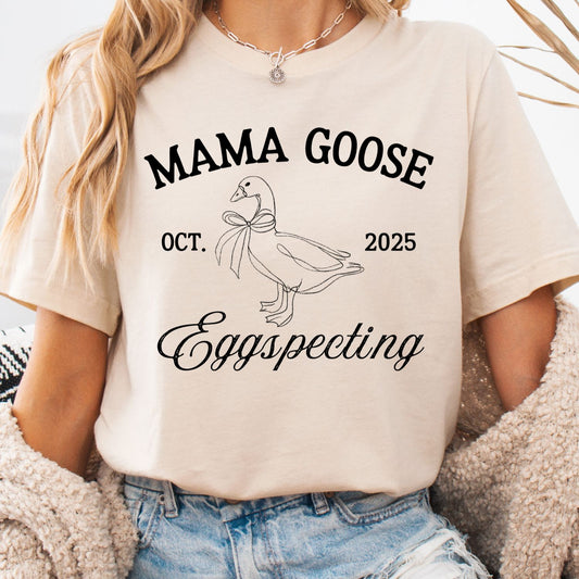 Mama Goose Eggspecting with Custom Due Date - Easter Pregnancy Announcement