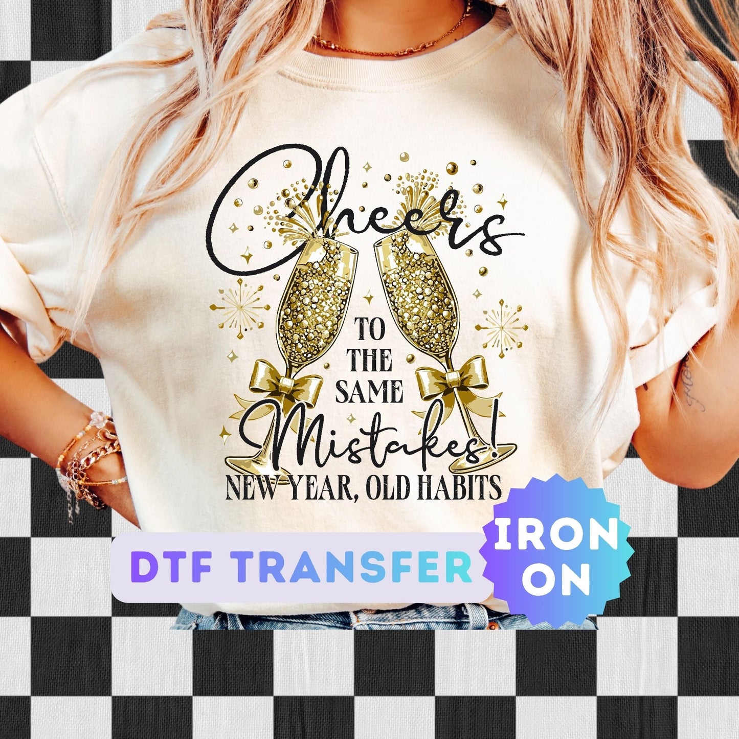 Cheers New Year DTF Transfer