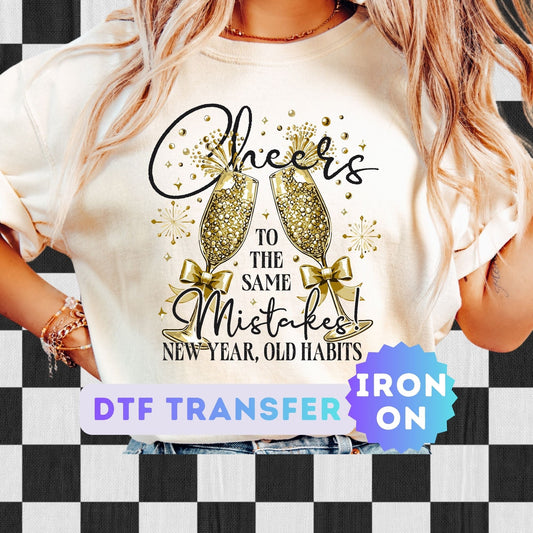 Cheers New Year DTF Transfer