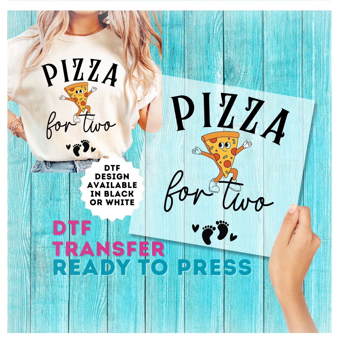 Pizza For Two Pregnancy DTF Transfer