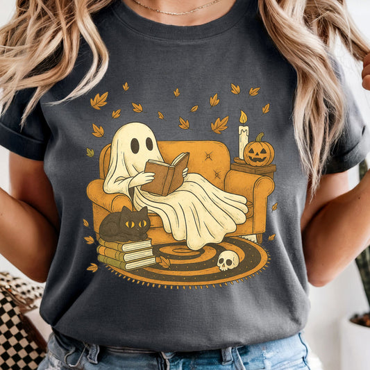 Relaxed Ghost Reading a Book- Comfort Colors Tee or Sweatshirt