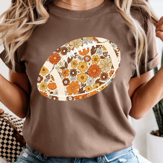 Retro Floral Football - Comfort Colors Tee or Sweatshirt
