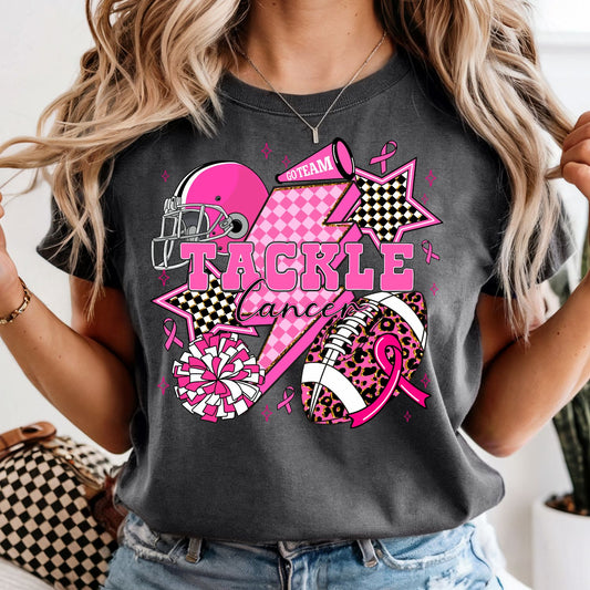 Tackle Cancer - Breast Cancer Awareness - Comfort Colors Tee or Sweatshirt
